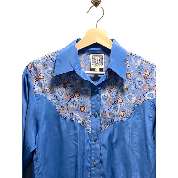 Desert West Button Down Western Shirt Blue Size XS Vintage Retro Festival Rodeo - Picture 5 of 13